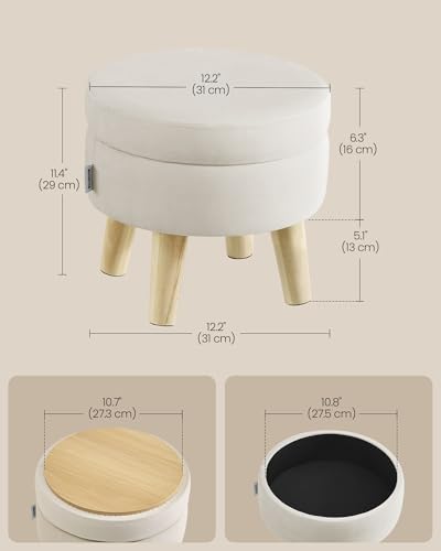 SONGMICS Foot Stool Ottoman, Small Storage Ottoman with Legs, 12.2 Inches