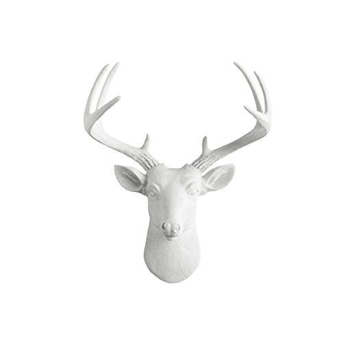 Wallcharmers White Deer Head Wall Decor, Handmade Faux Deer Head, Made of Eco-Friendly Resin Great for Farmhouse Decor, White