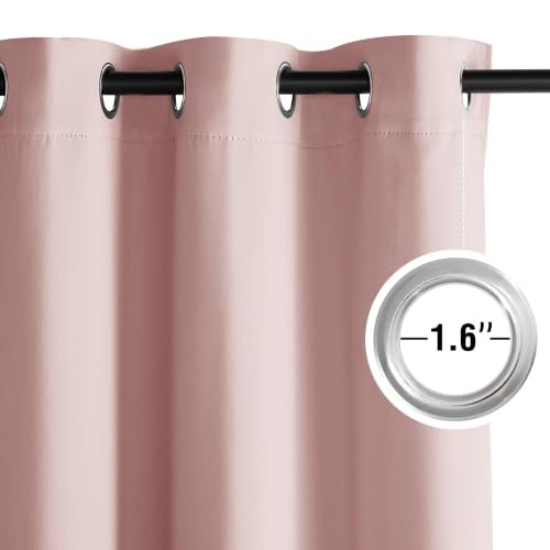 NICETOWN Blush Pink Blackout Curtains 63 Inches Long 2 Panels for Girls Room, Bedroom, Nursery Thermal Insulated Blackout Drapes Solid Grommet Noise Reducing Window Curtains, W40