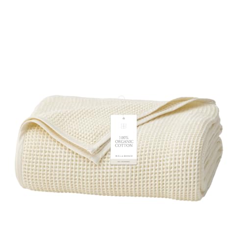 BOLL & BRANCH Waffle Bed Blanket, King/Cal King, Cream