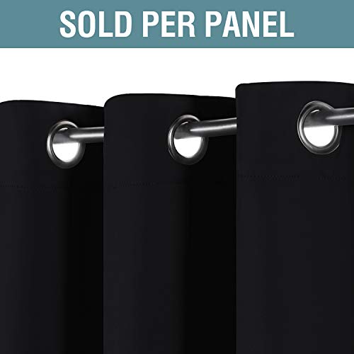 H.VERSAILTEX 100% Blackout Curtains for Bedroom Black Out Curtains 96 inch Thermal Insulated Long Blackout Curtains for Living Room, Energy Saving Curtains for Patio Door Grommet (1 Panel, Jet Black)