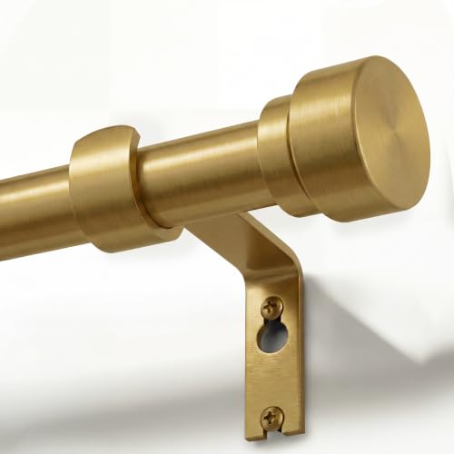 Oneach Heavy Duty Curtain Rods for Windows 72 to 144 Inch, 1 Inch Brass Gold Curtain Rod, Adjustable Length Rod with Metal Finials, Modern Decorative for Bedroom Kitchen Living Room