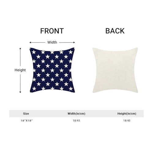 4th of July Pillow Covers 18 x 18 Inch Set of 2 Patriotic Red Stripe Navy Blue Stars Throw Pillows Independence Day Memorial Day Outdoor Decorative Pillowcase Linen Cushion Cases for Bed Sofa Couch