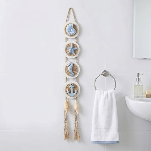 flangairy Coastal Wall Decor 3d Seashell Starfish Conch Wall Hanging Beach Nautical Ocean Theme Bathroom Home Decorations Sea Shell Art