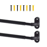 TYRON 2 Pack Screwed Sash Curtain Rod Adjustable 18-30 Inch, 3/8 In. Diameter, French Door Curtain Rods (Black)