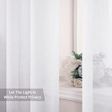 MIULEE Natural Linen Sheer Window Curtains - Elegant Solid White Drapes Grommet Top Voile Panels for Bedroom Living Room (52X90 Inch)
