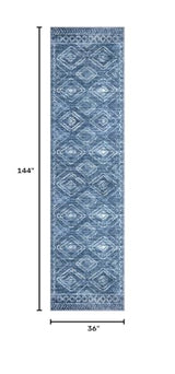 Washable Runner Rug 3x12 ft Runner for Hallway, Stonewashed Blue