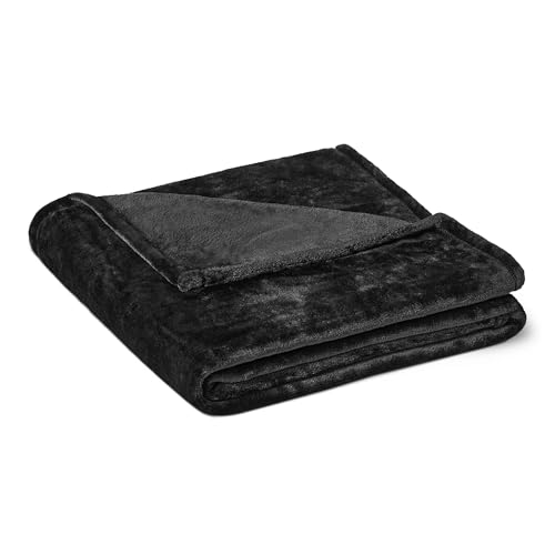 Amazon Basics Soft Fleece Throw Blanket, Cozy Microfiber, Feels Comfortable on Skin, Fade-Resistant, Warm for Couch & Sofa, 50 x 60 Inches, Black