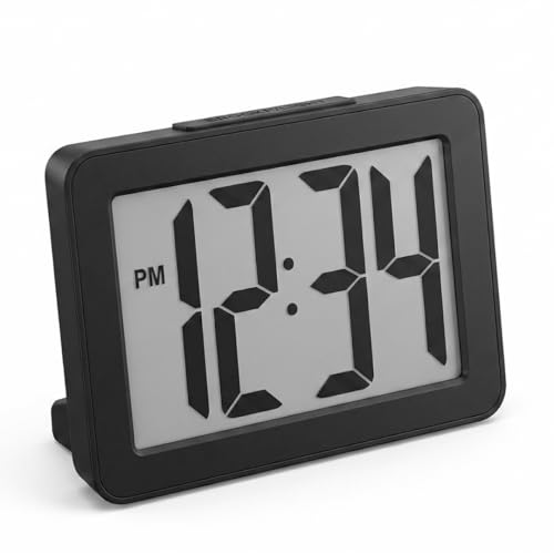 Digital Clock Large Display Battery Operated | Easy Read 2.5" LCD Alarm Clock with On Demand Backlight, 12/24 Hour, Small Desk Clock for Office Kitchen Bedroom