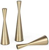 Vixdonos Brass Gold Taper Candlestick Holders Metal Candle Holders Set of 3 Table Mantel Decorative Candle Stand for Wedding, Dinning, Party,Home Decor (Gold)