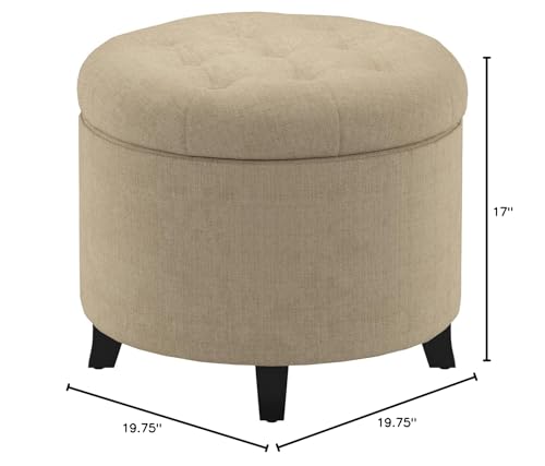 Convenience Concepts Designs4Comfort Storage Ottoman, Tan Fabric
