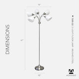 Adesso Floor Lamp with 5 Movable Shades & Adjustable Brightness, Brushed Steel Finish, Silver Perfect Lighting for Bedroom Decor, Beauty & Art Studio