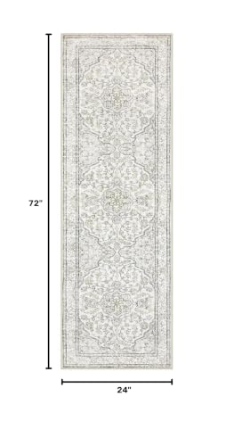 Lahome Oriental Bathroom Runner Rug,Washable 2x6 Beige Kitchen Runner Rug Non Skid Hallway Runner,Ultra-Thin Soft Rug Boho Indoor Floor Carpet Runner 6ft for Bedroom Entrway Laundry Room Helena