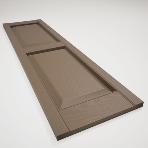 12 in. W x 43 in. H Builders Edge, TailorMade Two Equal Panels, Raised Panel Shutters, Includes Matching Installation Spikes (Per Pair), 385 - French Roast