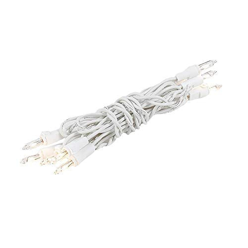 Novelty Lights 5 feet 10 Bulb Clear Mini Light String on White Wire, Non-Connectable Incandescent Fairy Lights for Bottles and Crafts, 4" Bulb Spacing, 24" Lead, Stackable Fused Plug
