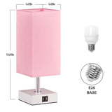 Touch Control Table Lamp with 2 USB Charging Ports, 3 Way Touch Lamps Beside Desk, Nightstand Lamp for Bedrooms Living Room, Pink Shade with White Base, LED Bulb Included(Pink)