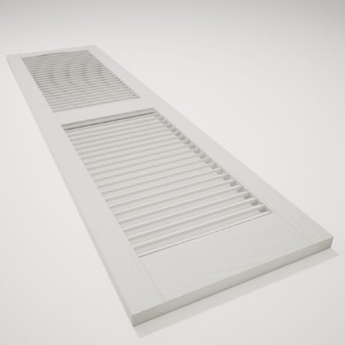 Ekena Millwork Lifetime Vinyl LL1S12X05200WH Standard Cathedral Top Center Mullion, Open Louver Vinyl Shutters, w/Installation Shutter-Lok's & Matching Screws (Per Pair), 12"W x 52"H, White