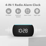 ANJANK Alarm Clock FM Radio with Bluetooth Speaker, Hi-Fi Stereo Sound, 7 Clolors Night Light, 0-100% Dimmer,8 Wake Up Sounds,16-Level Volume, Small Digital Clock with Sleep Timer for Bedroom Bedside
