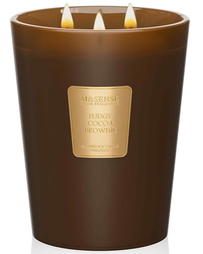 M&SENSE Fudgy Cocoa Brownie Soy Candle, 35oz 3-Wick, Sweet Party Gift