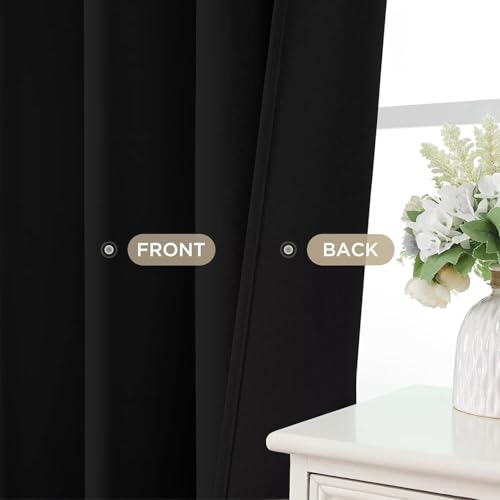 Joydeco Blackout Curtains for Bedroom, Black out curtains 96 inch long 2 Panels, Long Black Drapes with Rod Pocket Back Tab, Room Darkening Noise Reducing & Wrinkle-Free Drapes for Living Room Windows