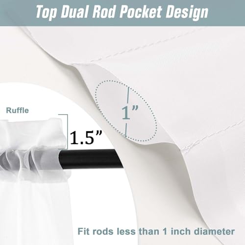 White Sheer Curtains for Bedroom 84 Inches Long 2 Panels Set, Light Filtering Elegant Soft Airy Modern Sheer White Curtains for Living Room, Dual Rod Pocket Window Drapes, 2x40Wx84L Inches