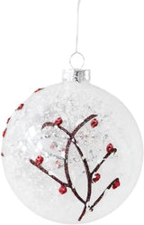 Snowy Red Cardinal & Branches Glass Ball Christmas Tree Ornament, 5 Inches by RAZ Imports