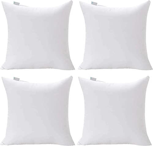 Acanva 16 x 16 Premium Polyester Stuffer Square Form Sham Throw Pillow Inserts, 4 Count (Pack of 1), White