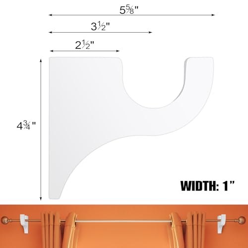 Briwooody 2 Pack Wooden Curtain Rod Brackets Curtain Rod Holder Wood Brackets Classics 3 1/2" Return Bracket for 2" Pole (White)