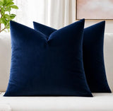 MIULEE Velvet Throw Pillow Covers 18x18 Inch, Pack of 2 - Dark Blue, Super Soft Decorative Square Cushion Cases Modern Luxury Home Decor for Sofa, Couch, Bed, Chair