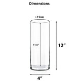 CYS Excel Clear Glass Cylinder Vase (H:12" D:4") | Multiple Size Choices Glass Flower Vase Centerpieces | Hurricane Floating Candle Holder