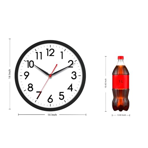 AKCISOT 14 Inch Wall Clock Silent Non-Ticking Modern Wall Clocks Battery Operated - Analog Classic Clock for Office, Home, Bathroom, Kitchen, Bedroom, School, Living Room(Black)