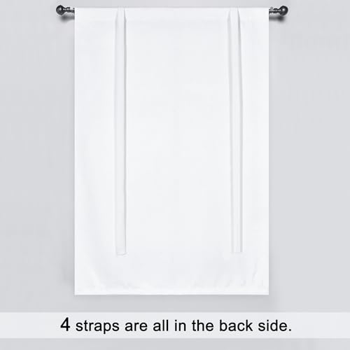 DONREN Pure White Balloon Shades Room Darkening Kitchen Window Curtain - Adjustable Thermal Insulated Tie Up Curtain Panel for Bathroom (34 W x 45 inches Long,1 Panel)