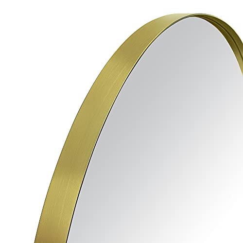 TEHOME Brushed Gold Oval Bathroom Mirror 20x40'' Pill Shaped Oblong Vanity Mirror Metal Framed Capsule Mirror for Wall in Stainless Steel Rounded Mirrors for Wall Mounted