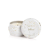 Capri Blue Glimmer Mini Tin - Volcano Scented Candle with Mini Tin Candle Holder - Soy Wax Blend - White and Gold (3 oz)