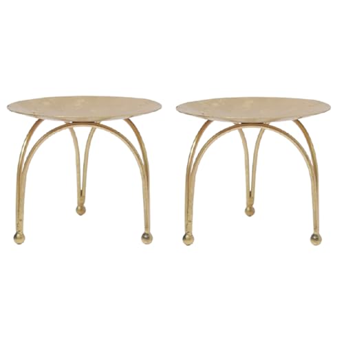 Hosley® Iron Pillar Candle Holders 4 Inch Diameter Tripod Stand Table Centrepiece Perfect for Home Decor, Wedding, Parties, Living Room Pack of 2, Gold