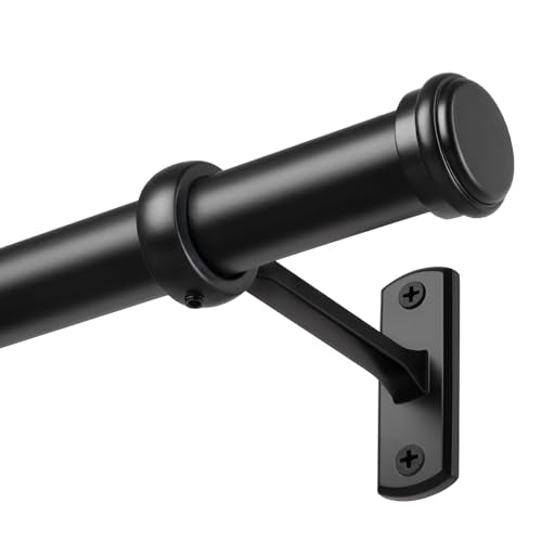 Black Curtain Rod 72-144 Inch, 1" Diameter Curtain Rods for Windows, Heavy Duty Long Drapery Rod with Brackets for Bedroom, Living Room, Kitchen, Patio