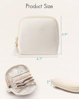 VLANDO Mini Jewelry Travel Case,Gifts for Teachers Women,Jewelry Pouch Bags with Zipper, Velvet Jewelry Organizer Storage Bag for Bracelet Rings Earring Travel Essentials-White