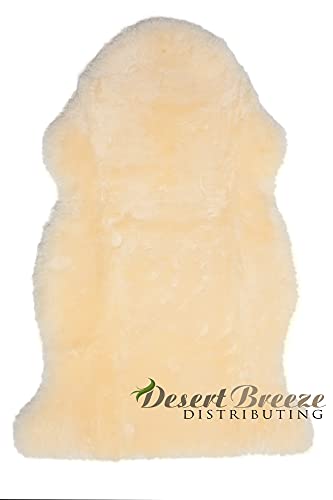Desert Breeze Distributing Genuine New Zealand Baby Sheepskin, 100% Natural, Soft Shorn Wool, Soothing Comfort, All Seasons, Size Large LRG 34-36 inches in Length