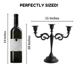 3-Arm Matte Black Metal Candelabra Halloween Centerpiece Taper Holder