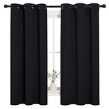 NICETOWN Halloween Pitch Black Solid Thermal Insulated Grommet Blackout Curtains/Drapes for Bedroom Window (2 Panels, 42 inches Wide by 63 inches Long, Black)