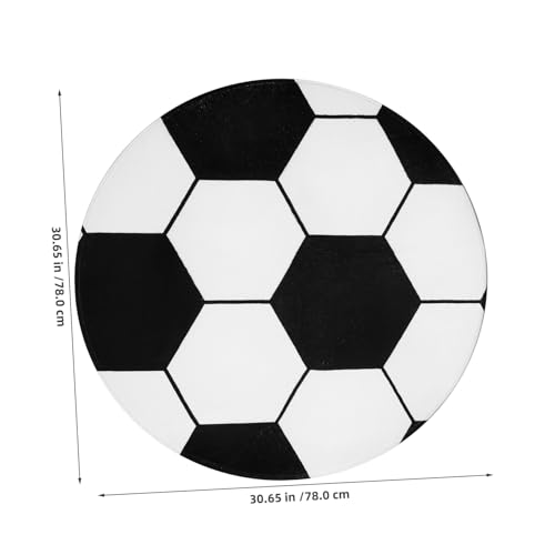 Round Soccer Rug : Soft Fuzzy Football Rug for Boys Bedroom Decor - Non-Slip Washable Kids Area Carpet / 31 Inch Small Plush Floor Mat for Playroom Nursery Dorm Cave