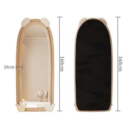 Decorative Full-Length Mirror, Floor, Bear Dressing, Clothing Store Fitting, Home Bedroom for Living Room(Beige)