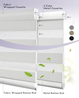 Graywind Motorized Zebra Blinds for Windows, Blackout Smart Blinds with Remote Control, Dual Layer Custom Zebra Shades Work with Alexa, Google Home, Apple Homekit, Classic White