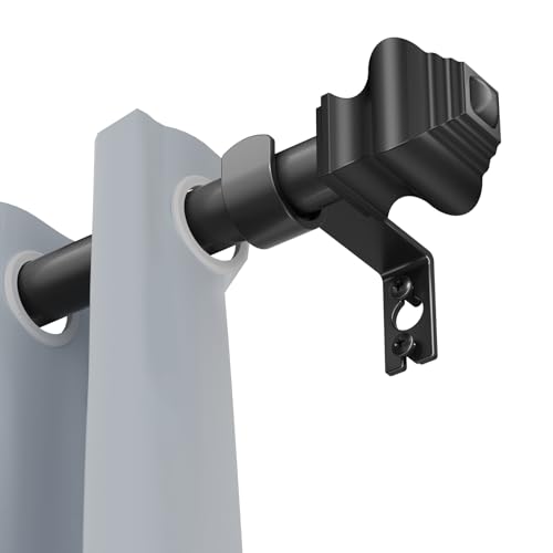 Curtain Rods for Windows 35-47 inch, 5/8 inch Matte Black Curtain Rod with Brackets Adjustable Telescoping for Bedroom Kitchen Study Living Room