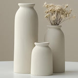 Ceramic Vase Set-3, Small Flower Vases for Decor, Modern Boho Farmhouse Style, Decorative Vases for Pampas Grass & Dried Flowers, Distressed Finish (Beige)