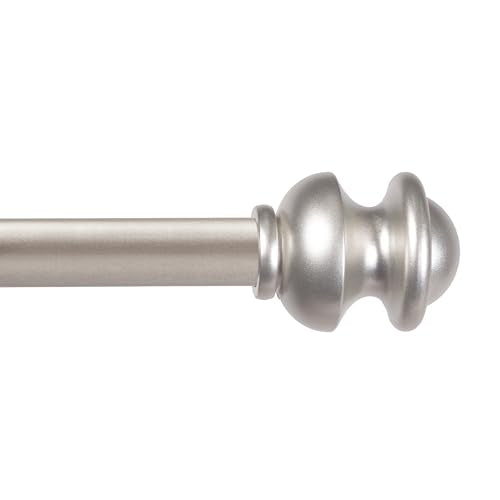 Kenney Kendall Standard Decorative Window Curtain Rod, KN71716, 28-48" (71cm-122cm), 5/8" (15.8mm) diameter, Brushed Nickel