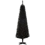 HOMCOM 6' Artificial Pencil Christmas Tree, Slim Xmas Tree with 390 Realistic Branch Tips and Plastic Stand, Black