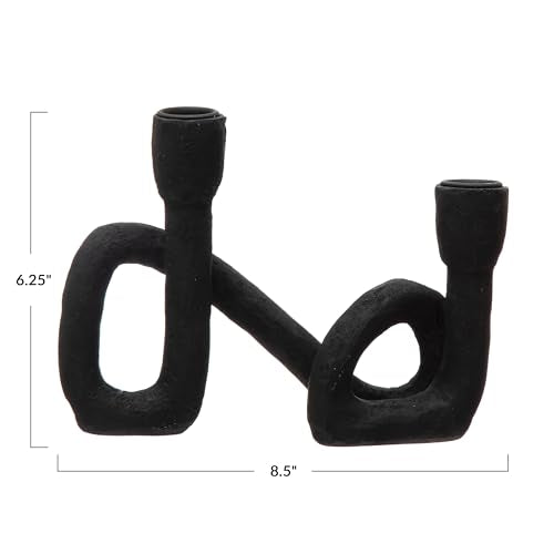 Bloomingville Decorative Resin Double Taper Candle Holder, Black