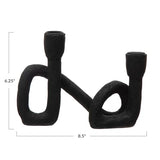 Bloomingville Decorative Resin Double Taper Candle Holder, Black