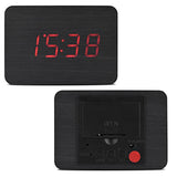 Kadimendium Gentle LED Lights Powered by 3 AAA Batteries Wooden Clock Alarm Clock Alarm Temperature Display Digital Alarm for Famliy (Black Wood + red Light)